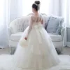 Yeni Çiçek Kız Elbise Kıyafeti Bebek Kız Elbiseler Doğum Günü Boncuklu Puf Küçük Kızlar Pageant Elbise Toddler İlk Communion Gowns