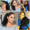 DIVA1 3b 3c clip in Curly Ponytail for Women Human short Drawstring Ponytails African American Hair Extension Natural Looking Hairpiece 120g