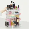 Ny 360-graders roterande låda Makeup Storage Box Brush Holder Jewelry Organizer Case Transparent Akryl Cosmetic Organizer Box T200115