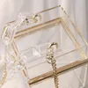 Bolso de cadena de acrílico de verano, cubo cuadrado transparente, bolso cuadrado pequeño, bolso de mano de fiesta para mujer