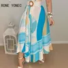 Women Elegant Dress Tropical Print V Neck Tie Up Maxi With Belt Casual Summer 220210