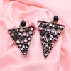 Dangle żyrandol moda gotycki trójkąt szary kryształowy kolczyk dla kobiet duży punk uszy wisiorki etniczne biżuteria weselna hurtowa