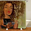 African American Shower Curtain Set Black Girl Work Slay Pray Bad Badgardin Badmatta matta matta toalettinspiration Heminredning 26006733