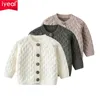 IYEAL Newest Baby Sweater Knitted Boys Girls Toddler Solid Sweater Handmade Infant Single Breasted Cardigan Kids Newborn Clothes 201128