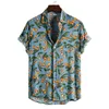 Erkekler için Çiçek Hawaii Gömlek Casual Düğme Aşağı Kısa Kollu Gömlek Erkek Tropikal Aloha Beach Giyim Chemise Homme