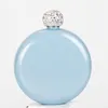 Portable round mini hip flask 304 stainless steel wine kettle crystal cover colorful ladies flagon Glitter Hip Flask sea 4767033