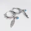 Blue Hearts monili della piuma degli orecchini del cerchio delle ragazze delle donne regalo per 925 orecchino d'argento Ciondolo con scatola