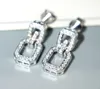 Longues boucles d'oreilles de concepteur de géométrie Stud pour femmes rectangle géométrique Simple Boulons de balade avec CZ Diamond Stone Bling Crystal Elega2258