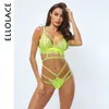 Ellolace Ensemble de lingerie sexy à bretelles Bralette en dentelle Sous-vêtements transparents Bretelles réglables sans fil Ensemble soutien-gorge et culotte Vstring Y8009165