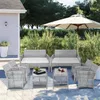 US stock TOPMAX 8 Pieces Outdoor Furniture Rattan Chair & Table Patio Sets Outdoor Sofa for Garden Backyard Porch and Poolside a06