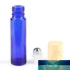 5PCS 10mL Roller Bottles Stainless Steel Roller Ball Glass Essential Oil Bottle Wood Grain Cover Portable Perfume Containers