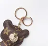 Fashion Key Chain Accessories Tassel Key Ring PU Leather Bear Pattern Car Keychain Jewelry Bags Pendant
