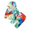 Kids Clothing Sets Girls Long Sleeve Hooded Top + Tie Dye Pants 2Pcs/Sets Boutique Infants Casual Tie Dye Cool Bright Fun Clothes BY1607