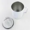 10oz sublimação caneca de café de aço inoxidável copo de aço inoxidável cabo de transferência térmica em branco caneca automática lla36