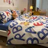 Boys Girls Bedding Set Fashion Flat Sheets Adult Children Bed Linen Duvet Quilt Cover Pillowcase Cute Cartoon Bear Bedding CX220315