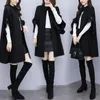 New Autumn Woolen Waistcoat With Cape Jacket Coat Women Winter Plus Size M-5XL Black Cloak Ladies Wool Overcoat Female 201030
