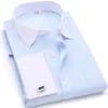 Heren franse manchetknopen shirts witte kraag ontwerp effen kleur jacquard stof mannelijke gentleman jurk lange mouwen shirt 201123