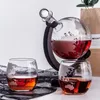 Garrafa de Vinho Globe Whiskey Filtro com carrinho de madeira Ferramentas de vinho Vidro De gaseificador álcool Vodka Liquor Dispenser Pourer Bar