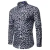 Men's Casual Shirts KLV Long Sleeve Man Cotton Blend Blouse Mens Fashion Leopard Print Printed Slim Tops