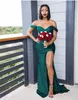 Mörkgröna African Bridesmaid Dresses 2021 Mermaid Split Maid of Honor Gowns Formell Bröllopsfest Gäst Juniorklänning