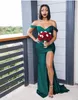 Dark Green African Druhna Dresses 2021 Mermaid Split Maid of Honor Suknie Formalny Wedding Party Guest Guest Dress