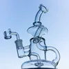 Newest Klein Tornado Percolator Glass Bong 8 Inch Recycler Water Pipes 14mm Female Joint Oil Dab Rigs With Quartz Banger Or Bowl