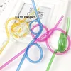 10pcs / Set Colorful Padre Crazy Curly Loop Colorato Plastica Bere cannucce per feste di compleanno Bar 10pcs / set jllaaq