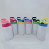 12oz 350ml Sublimation Sippy Cup DIY Child Water Bottle With Straw Lid Portable Stainless Steel Student Drinking Tumbler Kid Mugs LJJP752