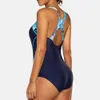 Anfilia Damen Einteiler Pro Sports Bademode Sport Badeanzug Colorblock Monokini Beach Wear Badeanzug Bikini T200114