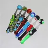 20pcs Silicone Nectar Quartz Nail kit Hookahs Concentrate smoke Pipe with 14mm Ti Tips Dab Straw Oil Rigs Glass Ash Catchers DHL
