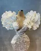 새로운! 2022 럭셔리 머메이드 웨딩 드레스 V 넥 크리스탈 긴 조인트 페르시 신부 가운 꽃 Appliqued Robe de Mariée Xu