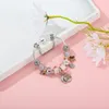 Mode 925 Sterling Silver Pink Murano Lampwork Glass European Charm Beads Butterfly Five Petals Flower Dangle Fits Pandora Charm Bracelets Collier B8