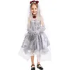 Traje feminino crianças fantasma vestido de noiva halloween masquerade cosplay traje zumbi sexy fantasia vestido conjunto inclui véu necklce anel luvas dre