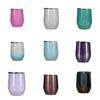 Glitter Wine Tumbler Rainbow Egg Shaped Mugs Double Layer Vacuum Mug Stainless Steel Water Bottle Car Beer Tubler Egg Cup Drinkware LSK1687