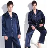 Pijama de buena calidad 100% pura seda para hombre, conjunto de ropa de dormir, camisón L XL 2XL YM009 201111