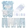 Unisex Born Baby Boy Odzież Body Spodnie Czapki Rękawiczki Baby Girl Odzież Bawełniane Zestawy Odzieżowe LJ201223