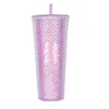 High Quality Multi Color Durian Laser Straw Cup Mugs 710ML Plastic Cold Drink Coffee Cup Gift Cups XG0375