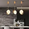 Lampada a sospensione a LED in marmo naturale per ristorante, bar, caffetteria, arredamento d'interni, camera da letto di lusso nordica semplice, piccole lampade a sospensione in rame