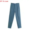 FP To Love Za femme conçu pantalons solides costumes printemps automne bureau dame pleine longueur taille haute fermeture éclair pantalon Beige 220211