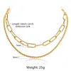 Chic Punk Double Layered Choker Necklace Paperclip Square Wheat Chain Gold Color rostfritt stål Kvinnor minimalis smycken DN2034658944