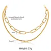 Chic Punk Double Layered Choker Necklace Paperclip Square Wheat Chain Gold Color rostfritt stål Kvinnor minimalis smycken DN2034291657