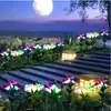 Outdoor LED Solar Lights Colorful Lily Garden Flower Dekoracyjny trawnik Lampa Domowy ogród IP65 Wodoodporny fałszywy światło nocne