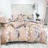 set TUTUBIRDLuxury biancheria da letto in cotone egiziano europeo Biancheria da letto in raso morbido copripiumino floreale pastorale federe copriletto 4 pezzi set T