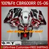 Injectie Mold Backings voor Honda CBR 600RR 600F5 600CC 2005-2006 Body 72NO.9 CBR600 CBR 600 CC F5 RR F 5 2005 2006 CBR600F5 CBR600RR 05 06 OEM Carrosserie Graffiti Red