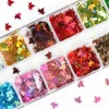 Nail Art Decorations Sparkly Shape Holography Glitter Flakes Goud Red Laser -pailletten voor manicure DIY Autumn Pools