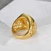 Cluster Ringen HIP Hop Micro Pave Strass Iced Out Bling Paard Ring IP Gold Filled Titanium Roestvrij Staal Voor Mannen Jewelry3185