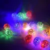 10/20/40/80 LEDs Rattan Balls String Lights Bateria Garland Bola de Algodão Corrente de Luz Férias Christmas Luzes para Pátio Wedding Y201020