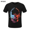 PP Fashion Men's Designer slim fit T-shirt Summer rhinestone tee Short Sleeve Round Neck shirt Skulls Print Tops Streetwear collar Polos M-xxxL P075
