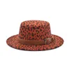 Nuevo sombrero Fedora con estampado de leopardo para mujer, sombrero de lana con parte superior plana, sombrero de ala ancha, gorra de Jazz, sombrero de vaquero elegante para fiesta