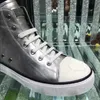 Diseñador MEGASTAR Hombres High Top Silver shoes Metal de lujo y zapatos de cuero suave Calidad de marca Diseño de moda de Milán Tamaños 38-46 con caja original